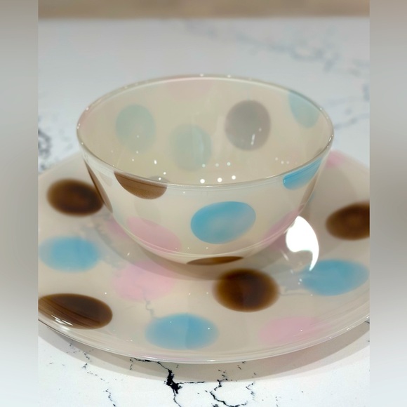 Decorative polka dot bowl and plate set - Picture 9 of 9
